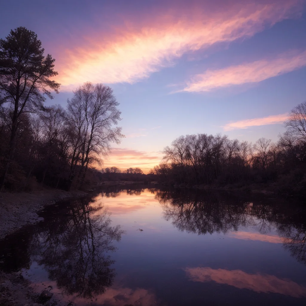A sunset over the park’s waterways, reflecting the trees in the still water. - Parksguidance Official