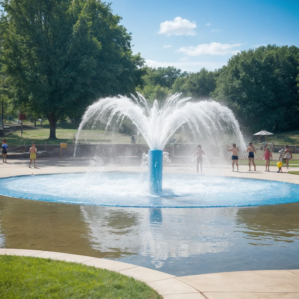 Children playing joyfully in the splash pad area. - Parksguidance Official
