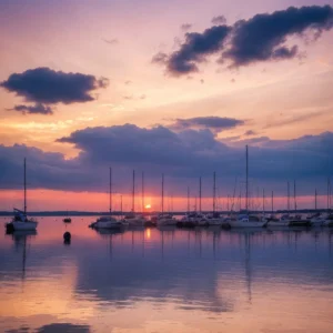 Sunset views over Lake Erie with boats in the foreground. - Parksguidance Official