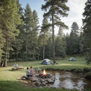 family enjoying their campsite, emphasizing the park’s amenities and natural beauty - Parksguidance Official